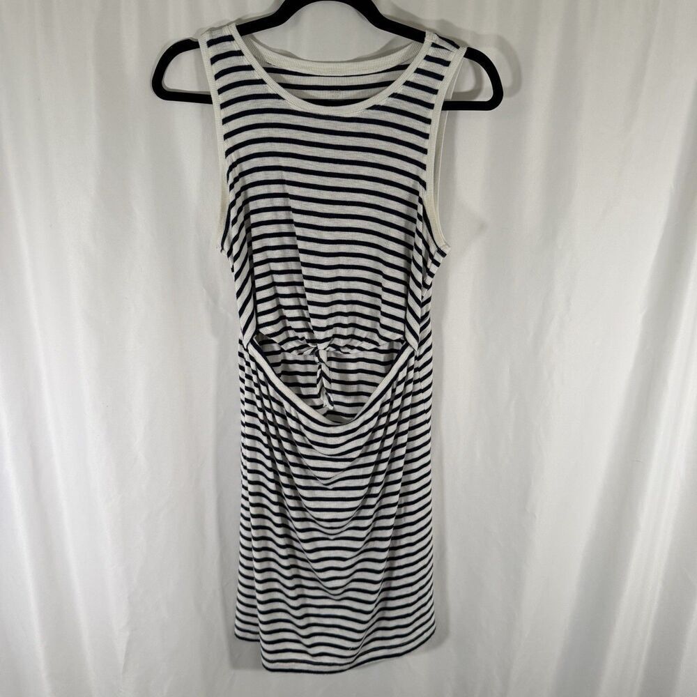Aerie Dress Women's Small White Blue Striped Sleeveless Ribbed Cotton Blend